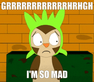 a picture of a cartoon character with the words i 'm so mad on it