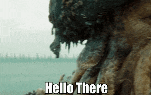 a close up of an octopus with the words hello there written below it