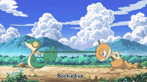 a cartoon of a snake pulling another snake with the words bookie bye