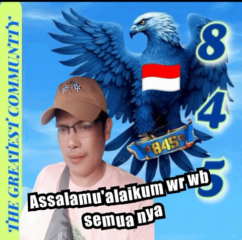 a man wearing glasses and a baseball cap stands in front of a blue eagle with the number 845 on its wings