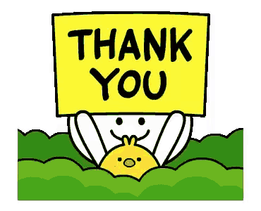 a cartoon rabbit is holding a thank you sign .