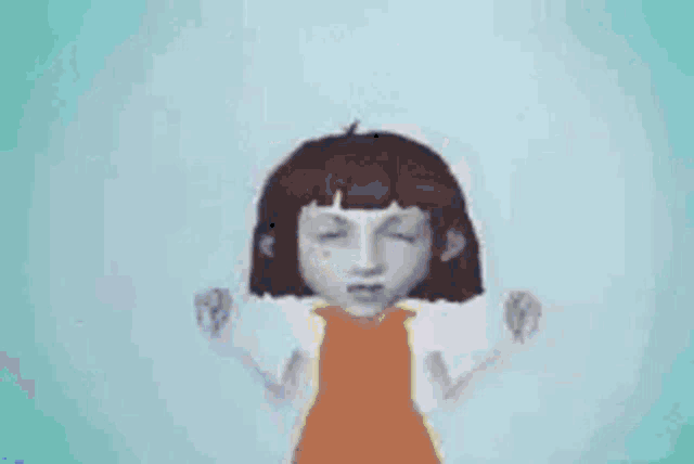 a cartoon character is standing in front of a blue background with a explosion coming out of it .