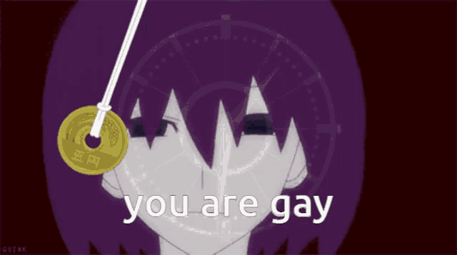 a picture of a person with a coin in their mouth and the words " you are gay "