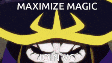 a cartoon character with a yellow mask and the words maximize magic join vc
