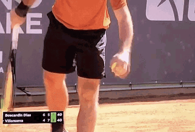 boscardin dias is holding a tennis ball in his hand
