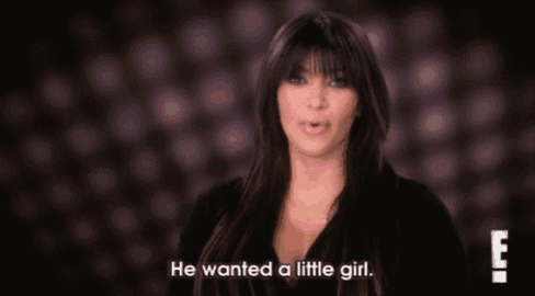 a woman with long hair and bangs is talking about a little girl and saying he wanted a little girl .