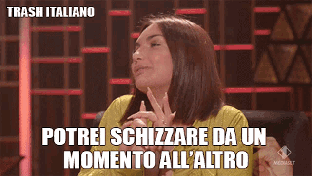 a woman in a yellow dress says trash italiano