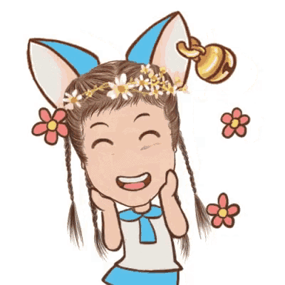 a cartoon of a girl with a flower crown on her head