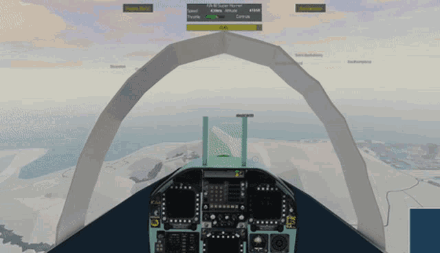 a computer generated image of a fighter jet cockpit with a fuel gauge above the cockpit