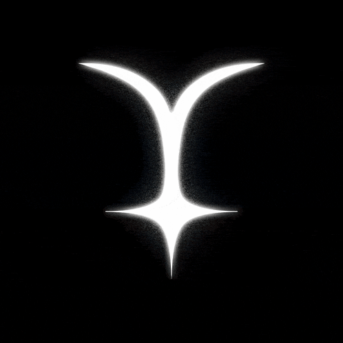 a white symbol on a black background with a star