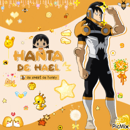 a picture of a cartoon character with the words hanta de hasl on it