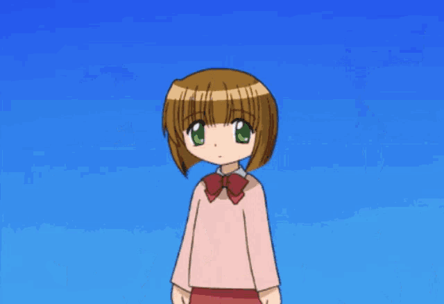 a group of anime girls in blue uniforms are running in the air