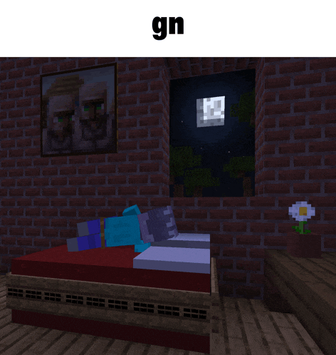 a screenshot of a minecraft game with the word gn above it