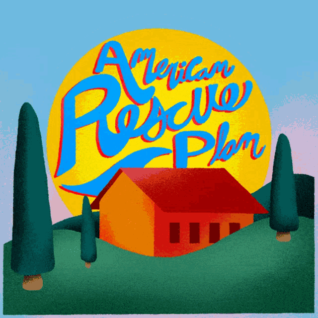 a drawing of a house with the words american rescue plan on it