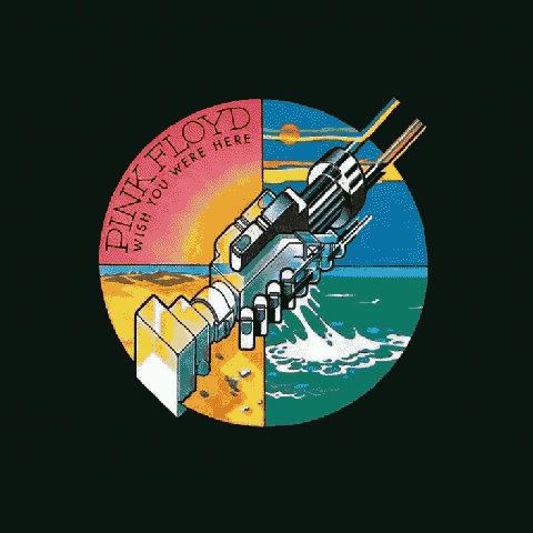 pink floyd wish you were here is written on a gold plaque