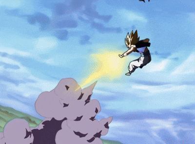 a cartoon character is flying through the air with smoke behind him