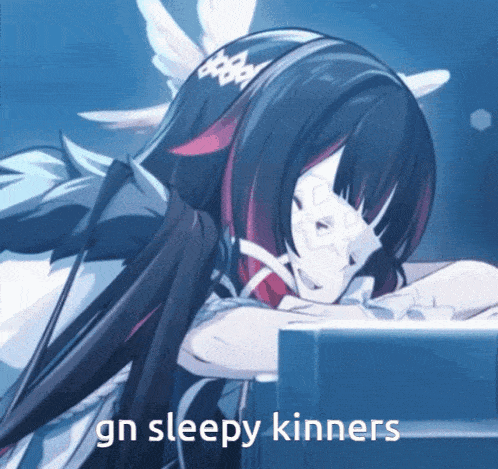 a picture of a girl with the words " gn sleepy kinners " on it