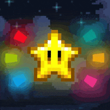 a pixel art drawing of a star with a face
