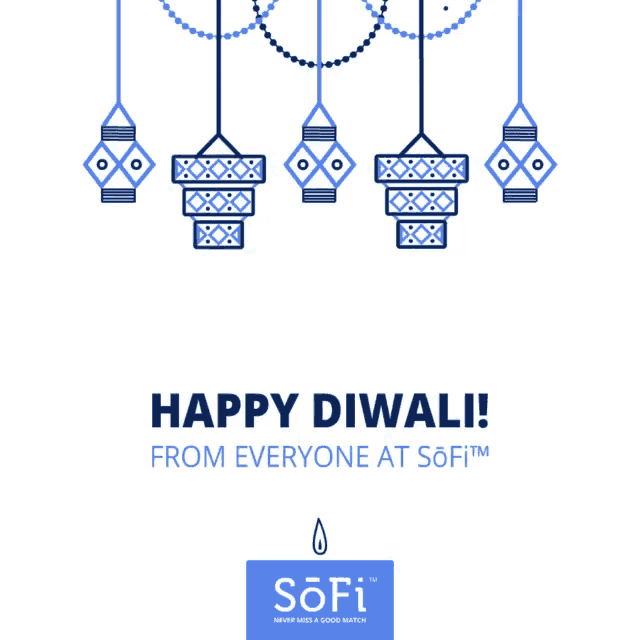 an advertisement for sofi wishes everyone a happy diwali