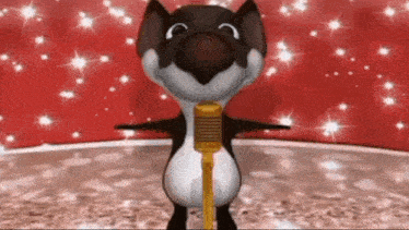 a cartoon mouse is standing in front of a microphone