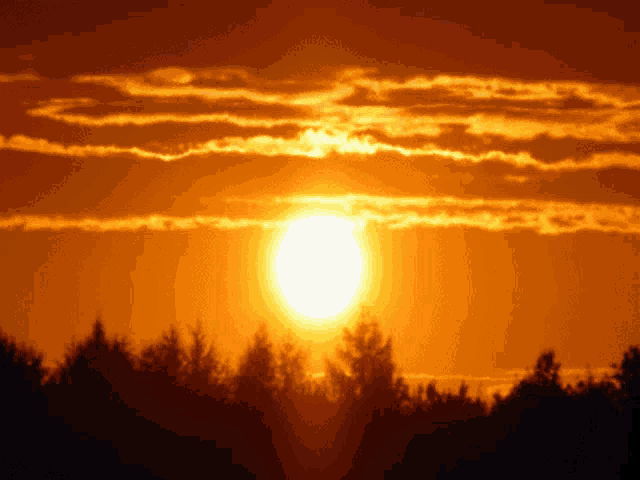 the sun shines brightly through the clouds over the trees