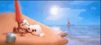 Olaff En La Playa Tomando El Sol GIF - Olaf Playa Bronceado GIFs