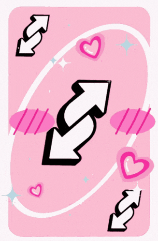a pink card with arrows and the words cut in saber written on it