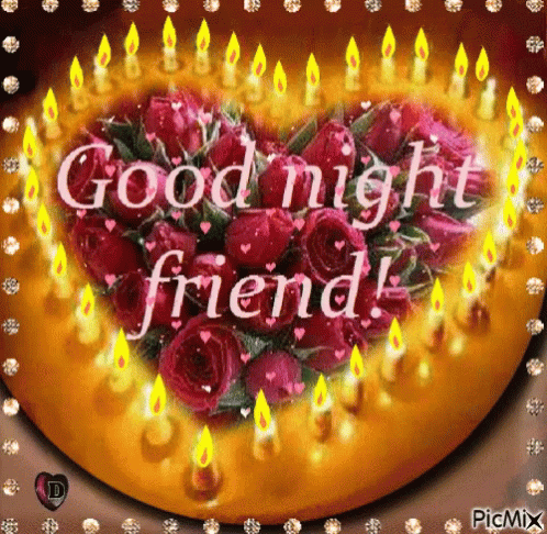 Good Night Friend Candles GIF - Good Night Friend Candles Roses GIFs