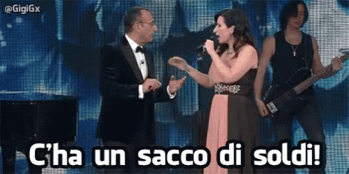 C'Ha Un Sacco Di Soldi GIF - Laura Pausini Carlo Conti Sanremo GIFs