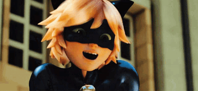 a close up of a cartoon character wearing a mask