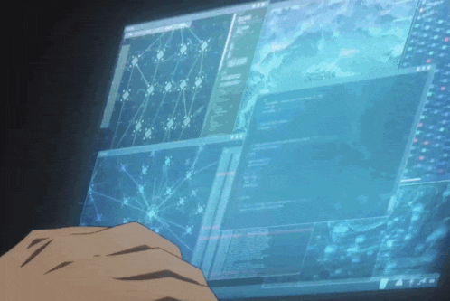 a person 's hand is reaching out to touch a computer screen with a map on it