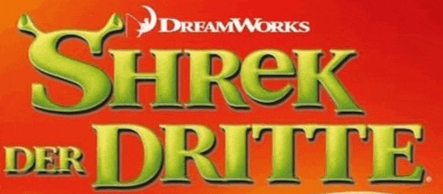 a poster for shrek der dritte with dreamworks written on it