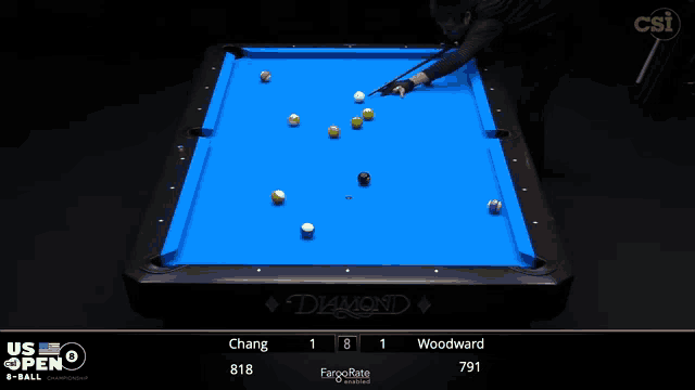 a pool table with a blue cloth says diamond on it
