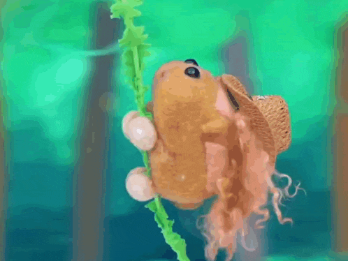 a painting of a frog swimming in the water with bubbles