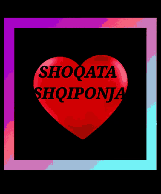 a red heart with the words shoqata sqinoja written on it