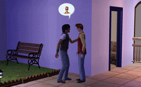 two men standing next to each other with a speech bubble above them that says ' i 'm thinking '