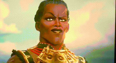 a close up of a video game character with a very angry look on his face .
