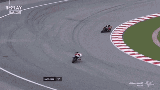 two men wearing honda asia shirts stand in front of a replay screen