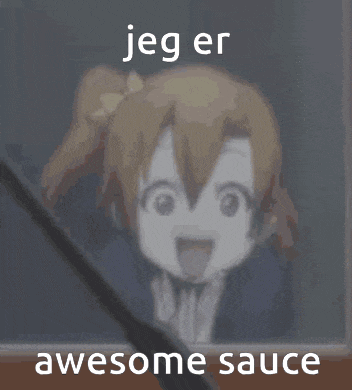 a picture of a girl with the words jeg er awesome sauce below her