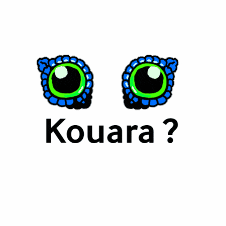 a cartoon drawing of a pair of eyes with the words kouara written below them