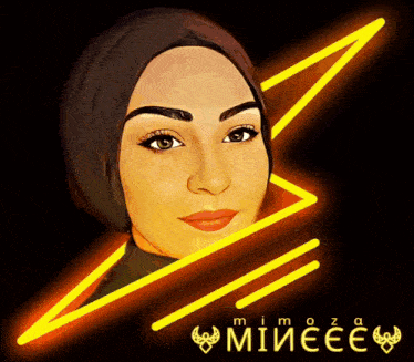 a drawing of a woman with a lightning bolt behind her and the name mimoza on the bottom