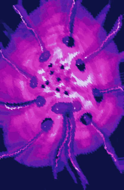 a computer generated image of a purple and blue flower