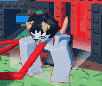 a pixel art drawing of a monster with horns and a tail