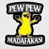 a yellow duck with sunglasses and the words `` few pew madafakas '' .