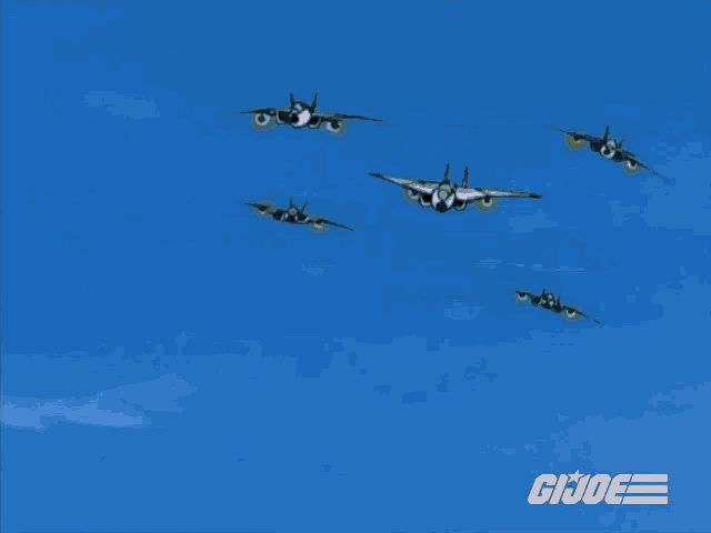 a cartoon of missiles flying through the air with the word gi joe on the bottom