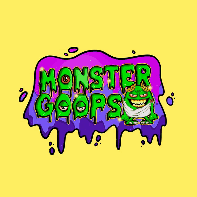 a monster goops logo with a frog on it