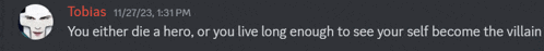 a screenshot of a message from tobias dated 1/27/21