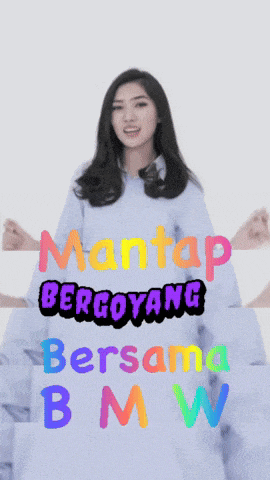 a poster with a woman and the words mantap bergoyang bersama bmw on it