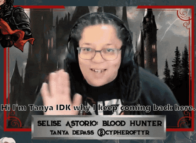 a woman wearing headphones says hi i 'm tanya idk why i keep coming back