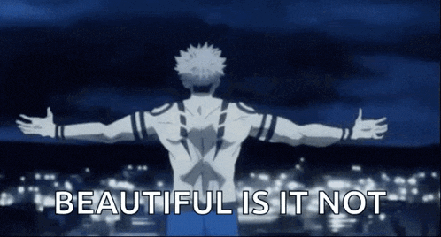 a man with his arms outstretched and the words `` beautiful is it not '' written on the bottom .